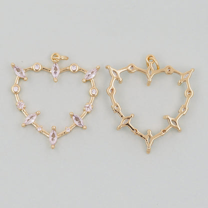 Gold Heart Charms,18K Gold Filled Heart Pendant,Heart Charm Bracelet Necklace for DIY Jewelry Making Supply