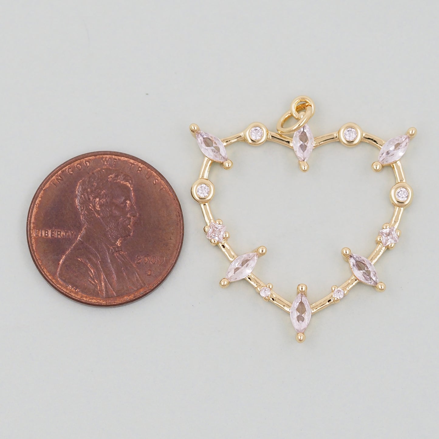 Gold Heart Charms,18K Gold Filled Heart Pendant,Heart Charm Bracelet Necklace for DIY Jewelry Making Supply