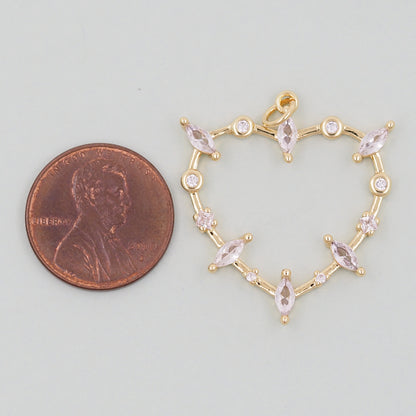 Gold Heart Charms,18K Gold Filled Heart Pendant,Heart Charm Bracelet Necklace for DIY Jewelry Making Supply