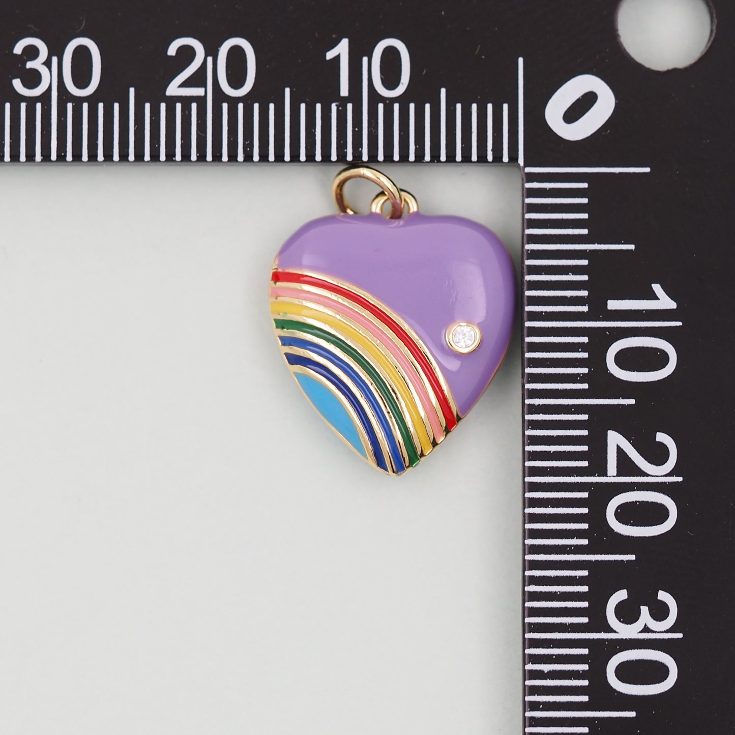 Gold Rainbow Heart Charms,18K Gold Filled rainbow Heart Pendant,Heart Charm Bracelet Necklace for DIY Jewelry Making Supply