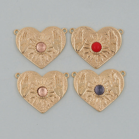 Gold Heart Charms,18K Gold Filled Heart Pendant,Heart Charm Bracelet Necklace for DIY Jewelry Making Supply