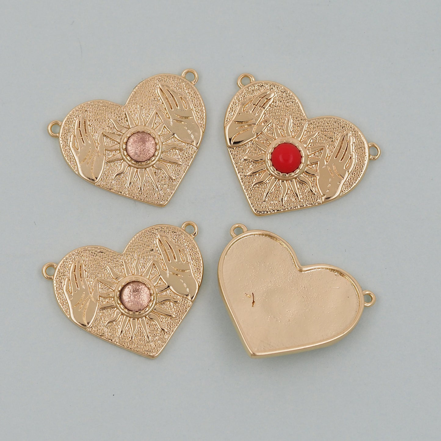 Gold Heart Charms,18K Gold Filled Heart Pendant,Heart Charm Bracelet Necklace for DIY Jewelry Making Supply