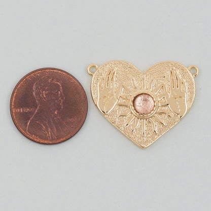 Gold Heart Charms,18K Gold Filled Heart Pendant,Heart Charm Bracelet Necklace for DIY Jewelry Making Supply