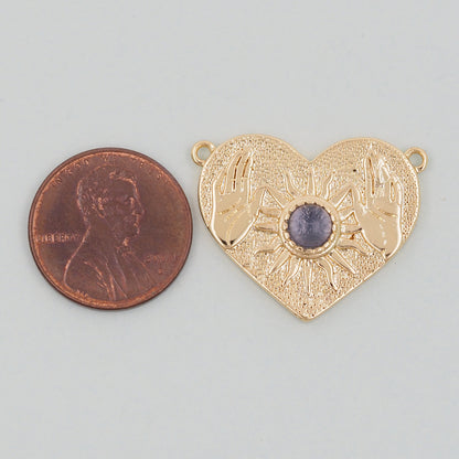 Gold Heart Charms,18K Gold Filled Heart Pendant,Heart Charm Bracelet Necklace for DIY Jewelry Making Supply