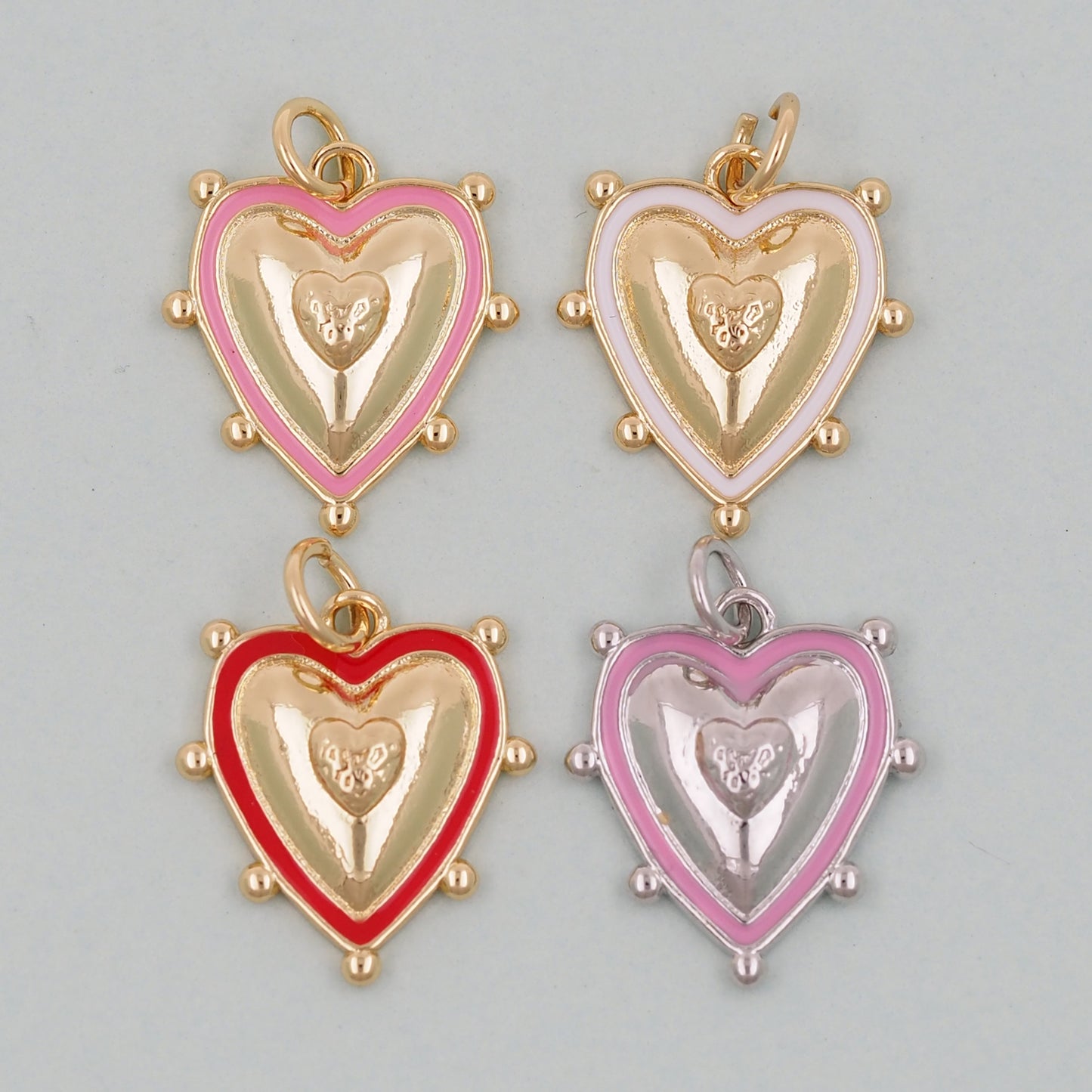 Gold Heart Charms,18K Gold Filled Heart Pendant,Heart Charm Bracelet Necklace for DIY Jewelry Making Supply