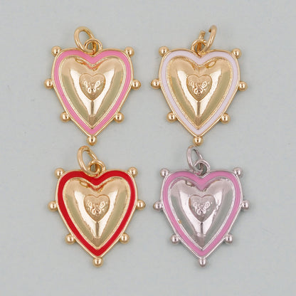 Gold Heart Charms,18K Gold Filled Heart Pendant,Heart Charm Bracelet Necklace for DIY Jewelry Making Supply