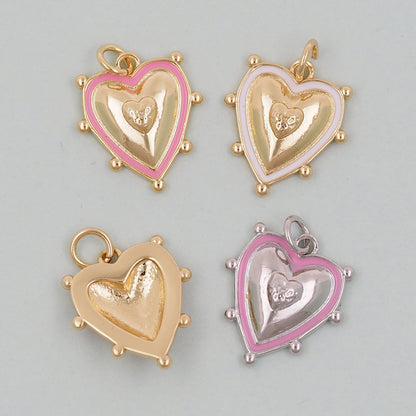 Gold Heart Charms,18K Gold Filled Heart Pendant,Heart Charm Bracelet Necklace for DIY Jewelry Making Supply