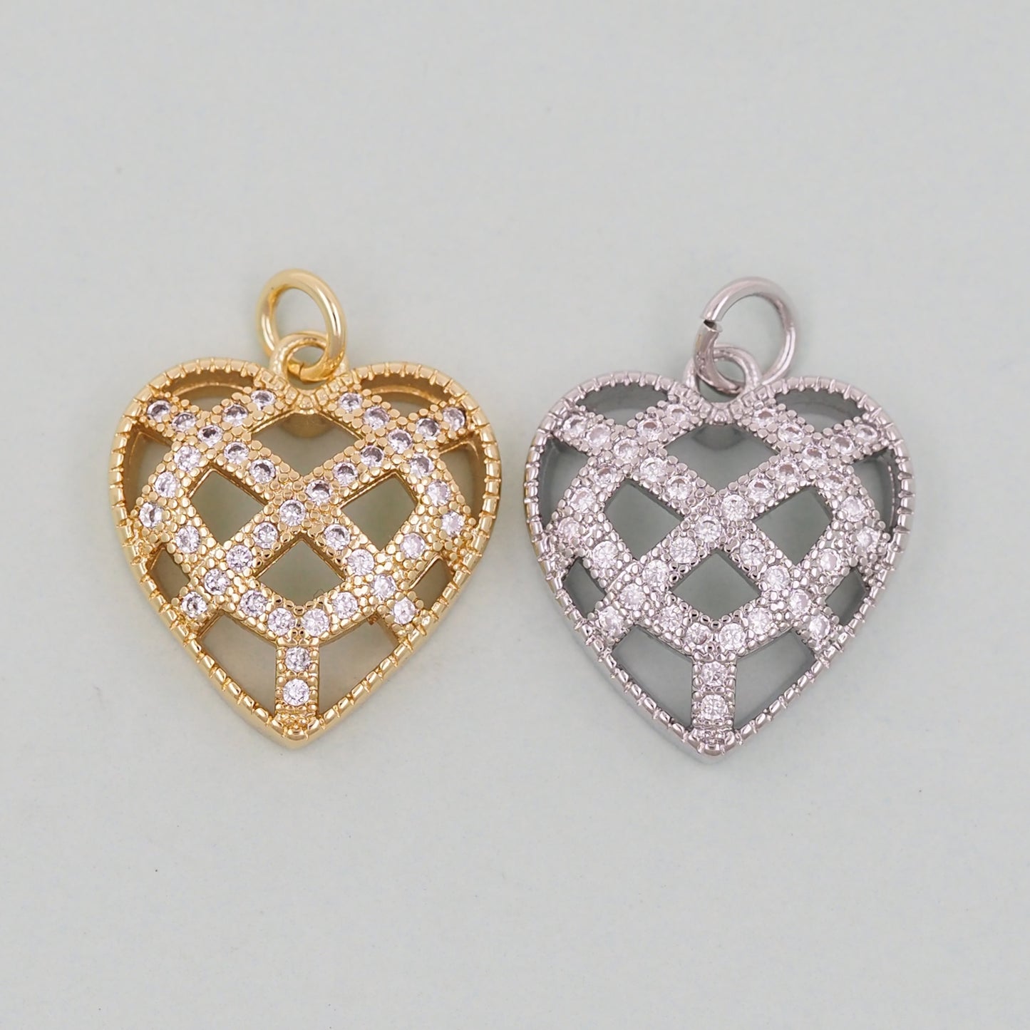 Gold Heart Charms,18K Gold Filled Heart Pendant,Heart Charm Bracelet Necklace for DIY Jewelry Making Supply