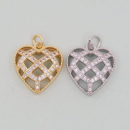 Gold Heart Charms,18K Gold Filled Heart Pendant,Heart Charm Bracelet Necklace for DIY Jewelry Making Supply