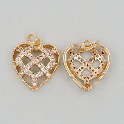 Gold Heart Charms,18K Gold Filled Heart Pendant,Heart Charm Bracelet Necklace for DIY Jewelry Making Supply