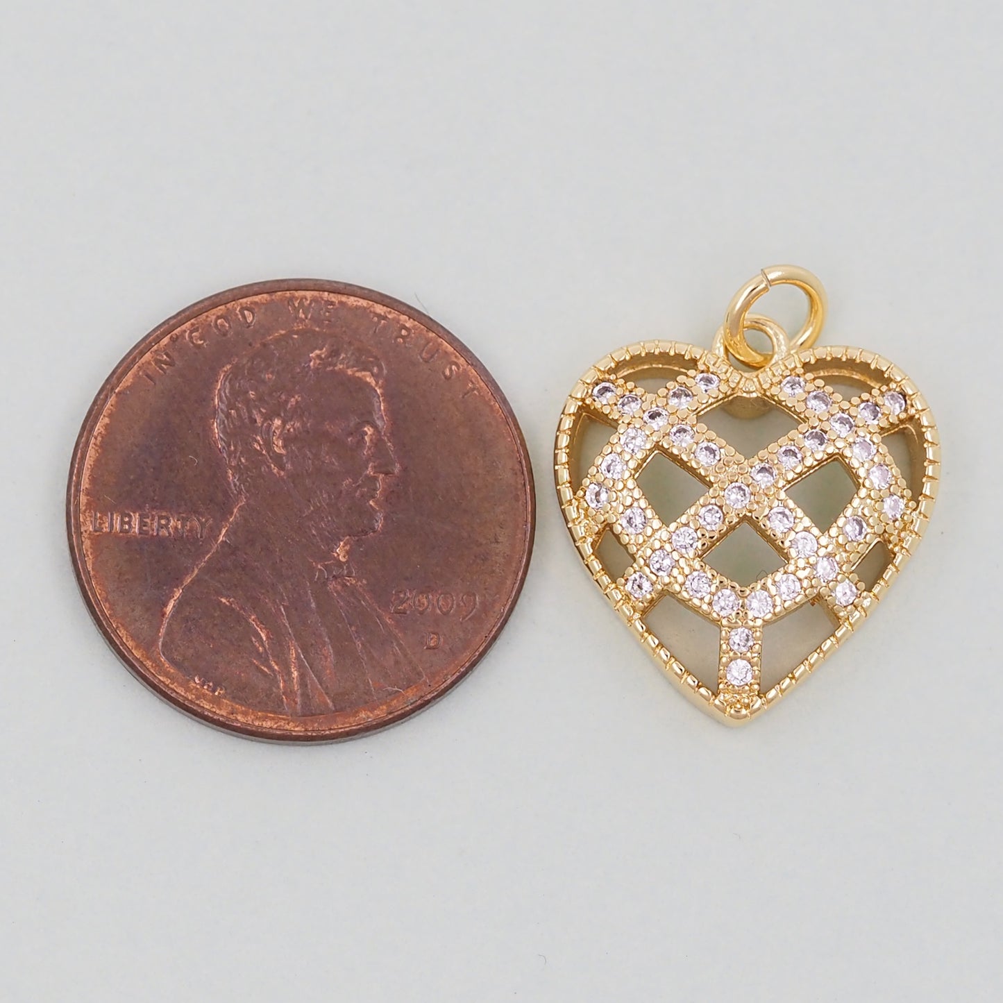 Gold Heart Charms,18K Gold Filled Heart Pendant,Heart Charm Bracelet Necklace for DIY Jewelry Making Supply