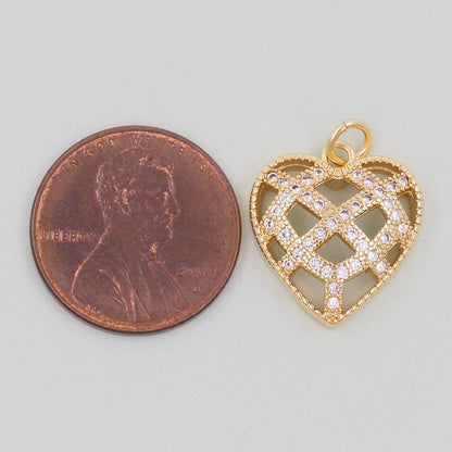 Gold Heart Charms,18K Gold Filled Heart Pendant,Heart Charm Bracelet Necklace for DIY Jewelry Making Supply