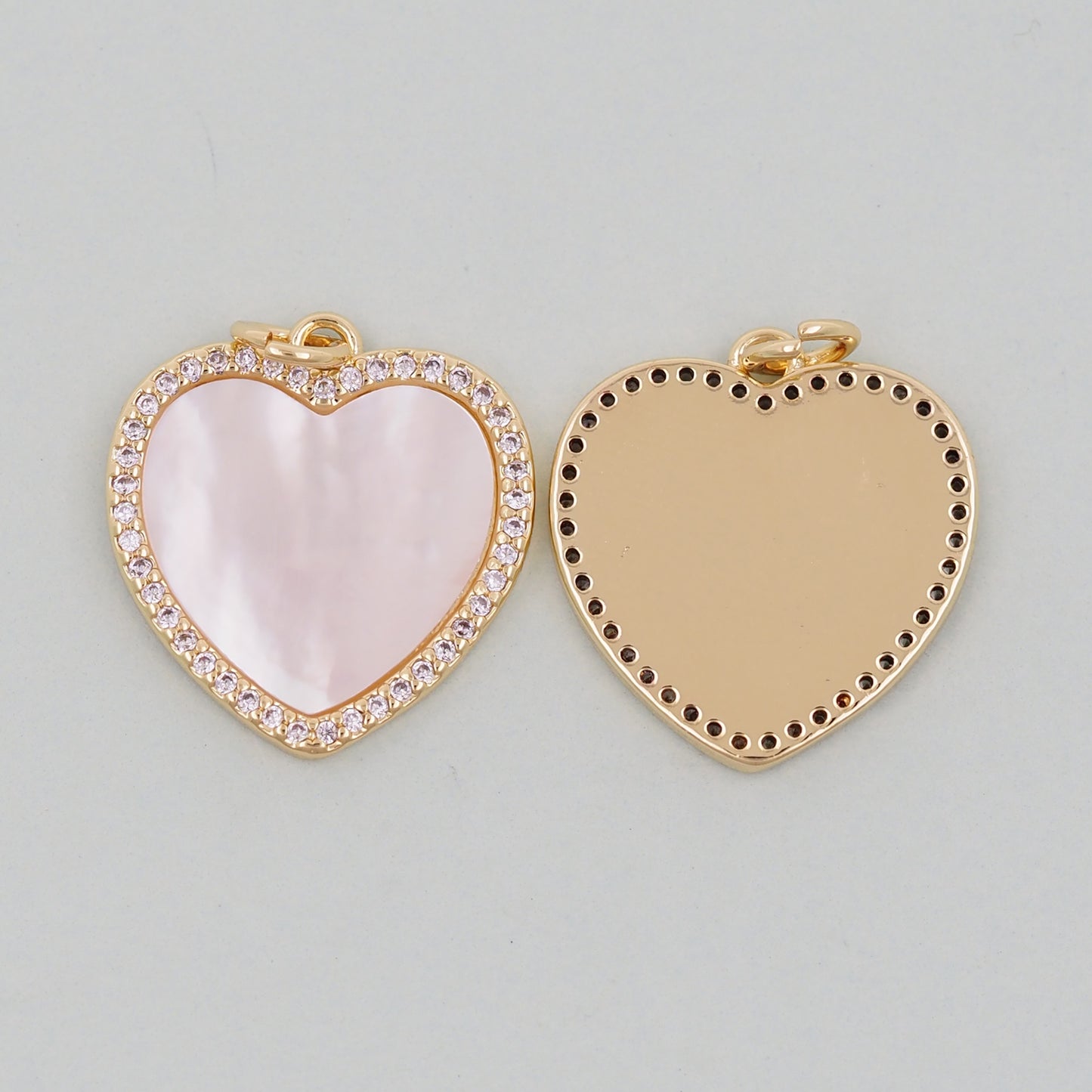 Gold Heart Charms,18K Gold Filled Heart Pendant,White Shell Heart Charm Bracelet Necklace for DIY Jewelry Making Supply
