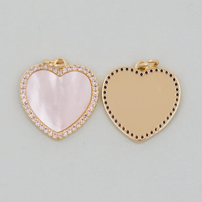 Gold Heart Charms,18K Gold Filled Heart Pendant,White Shell Heart Charm Bracelet Necklace for DIY Jewelry Making Supply