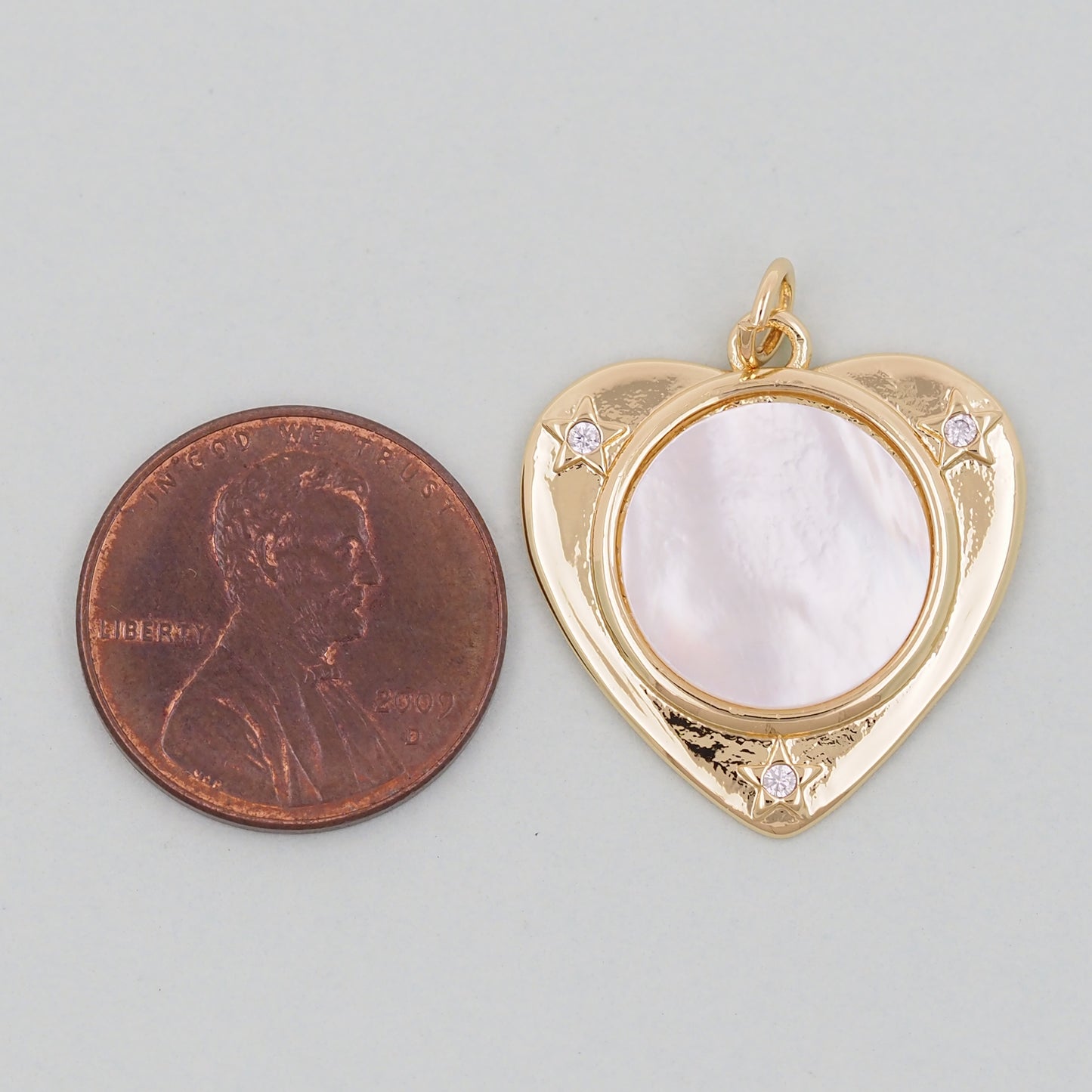 Gold Heart Charms,18K Gold Filled Heart Pendant,White Shell Heart Charm Bracelet Necklace for DIY Jewelry Making Supply