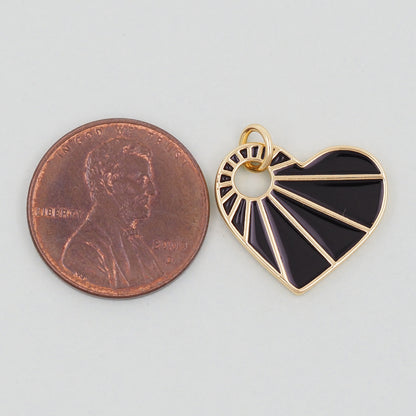 Gold Heart Charms,18K Gold Filled Enamel Heart Pendant,Sun Heart Charm Bracelet Necklace for DIY Jewelry Making Supply