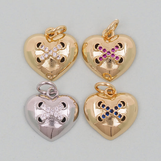 Gold Heart Charms,18K Gold Filled Heart Pendant,Heart Charm Bracelet Necklace for DIY Jewelry Making Supply