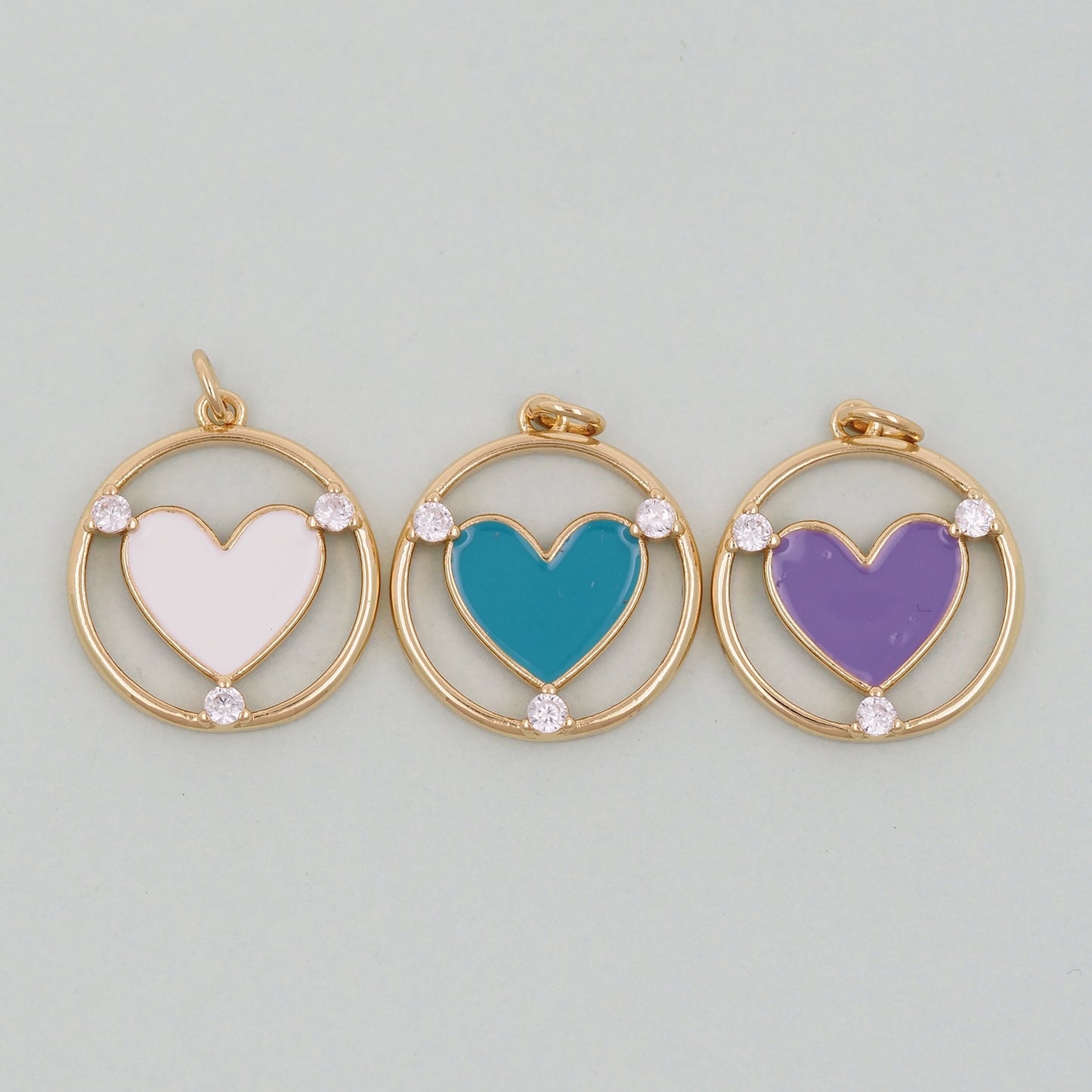Gold Heart Charms,18K Gold Filled Enamel Heart Pendant,Heart Charm Bracelet Necklace for DIY Jewelry Making Supply