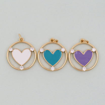 Gold Heart Charms,18K Gold Filled Enamel Heart Pendant,Heart Charm Bracelet Necklace for DIY Jewelry Making Supply
