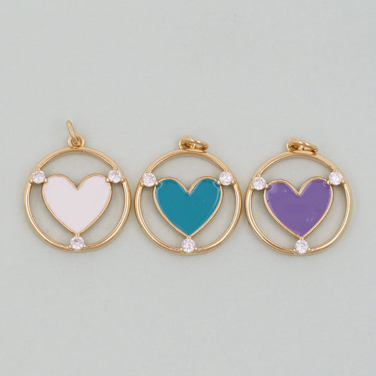 Gold Heart Charms,18K Gold Filled Enamel Heart Pendant,Heart Charm Bracelet Necklace for DIY Jewelry Making Supply