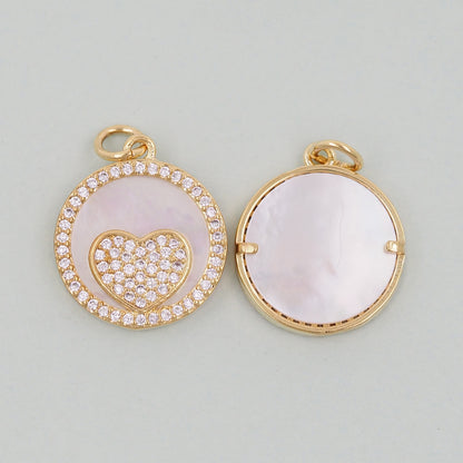 Gold Heart Charms,18K Gold Filled Heart Pendant,White Shell Heart Charm Bracelet Necklace for DIY Jewelry Making Supply