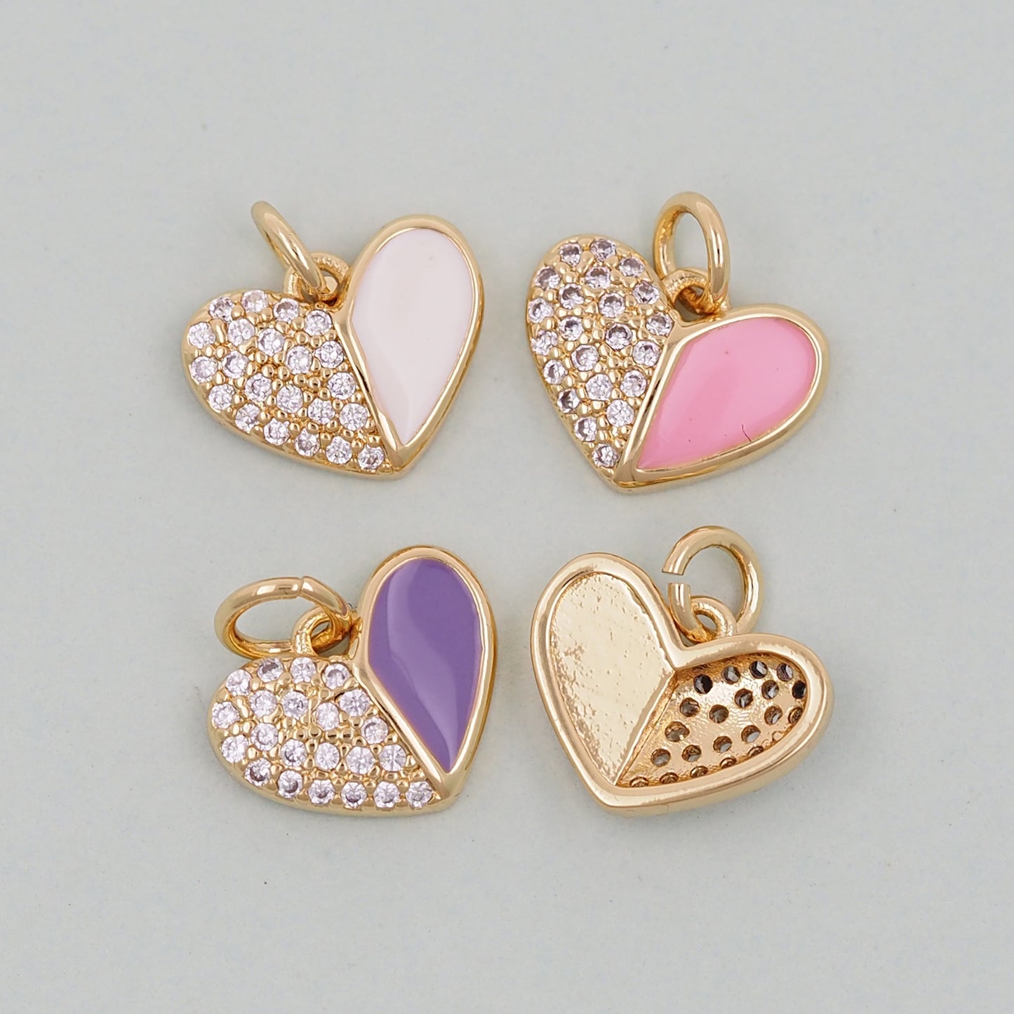 Gold Heart Charms,18K Gold Filled Enamel Heart Pendant,Heart Charm Bracelet Necklace for DIY Jewelry Making Supply