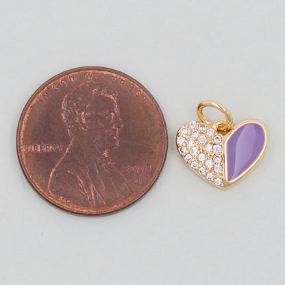 Gold Heart Charms,18K Gold Filled Enamel Heart Pendant,Heart Charm Bracelet Necklace for DIY Jewelry Making Supply