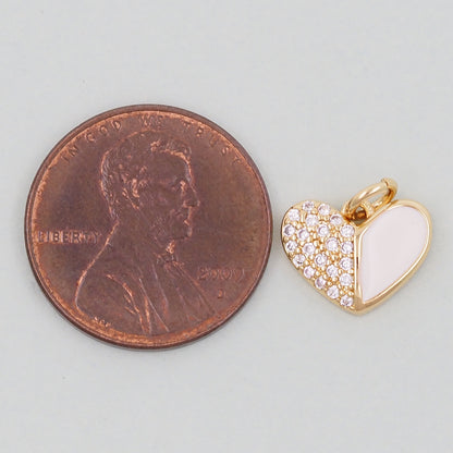 Gold Heart Charms,18K Gold Filled Enamel Heart Pendant,Heart Charm Bracelet Necklace for DIY Jewelry Making Supply