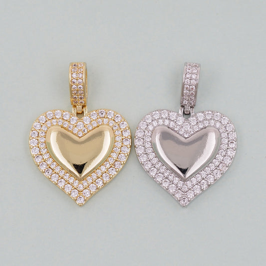 Gold Heart Charms,18K Gold Filled Heart Pendant,Silver Heart Charm Bracelet Necklace for DIY Jewelry Making Supply