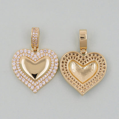 Gold Heart Charms,18K Gold Filled Heart Pendant,Silver Heart Charm Bracelet Necklace for DIY Jewelry Making Supply