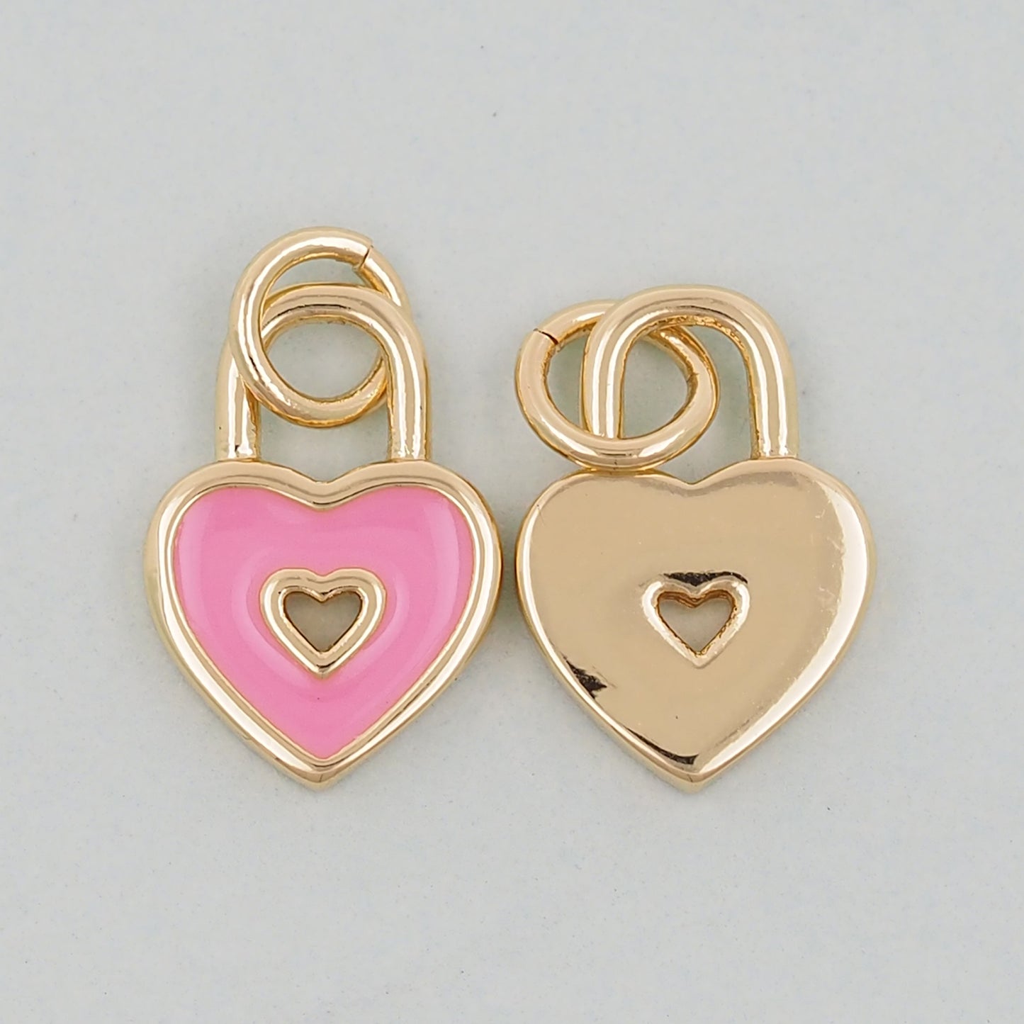 Gold Heart Charms,18K Gold Filled Enamel Heart Pendant,Heart Charm Bracelet Necklace for DIY Jewelry Making Supply