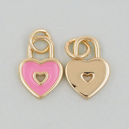 Gold Heart Charms,18K Gold Filled Enamel Heart Pendant,Heart Charm Bracelet Necklace for DIY Jewelry Making Supply