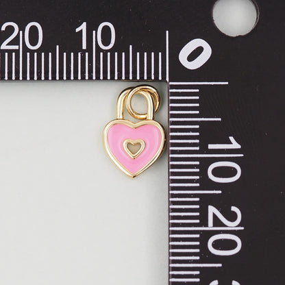 Gold Heart Charms,18K Gold Filled Enamel Heart Pendant,Heart Charm Bracelet Necklace for DIY Jewelry Making Supply