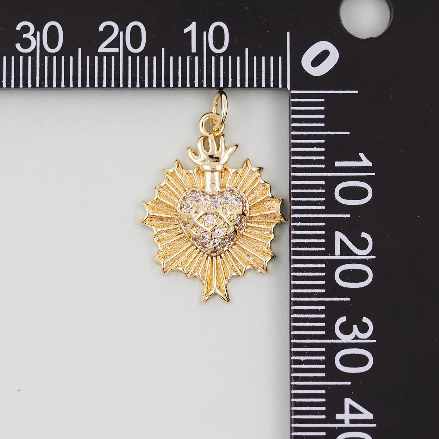 Gold sacred Heart Charms,18K Gold Filled sacred heart Pendant,Religious Charm Bracelet Necklace for DIY Jewelry Making Supply