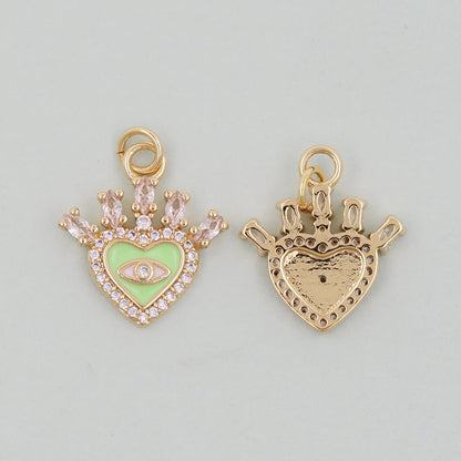 Gold Heart Evil Eye Charms,18K Gold Filled Heart Pendant,Heart Eye Charm Bracelet Necklace for DIY Jewelry Making Supply
