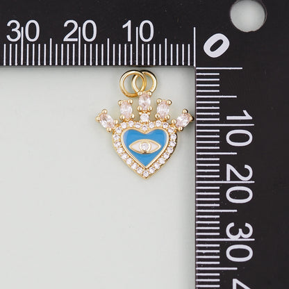 Gold Heart Evil Eye Charms,18K Gold Filled Heart Pendant,Heart Eye Charm Bracelet Necklace for DIY Jewelry Making Supply