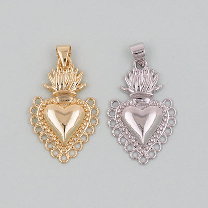 Gold sacred Heart Charms,18K Gold Filled sacred heart Pendant,Religious Charm Bracelet Necklace for DIY Jewelry Making Supply