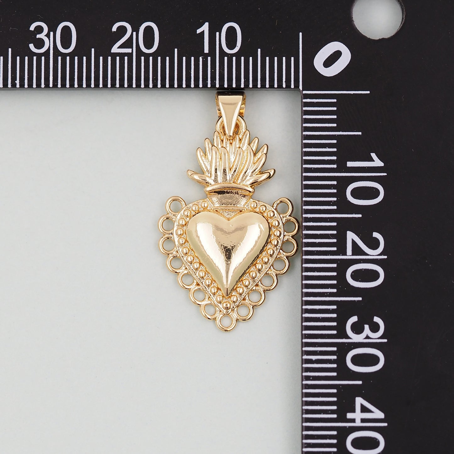 Gold sacred Heart Charms,18K Gold Filled sacred heart Pendant,Religious Charm Bracelet Necklace for DIY Jewelry Making Supply