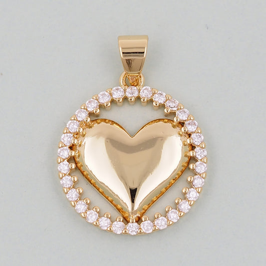 Gold Heart Charms,18K Gold Filled Heart Pendant,Heart Charm Bracelet Necklace for DIY Jewelry Making Supply