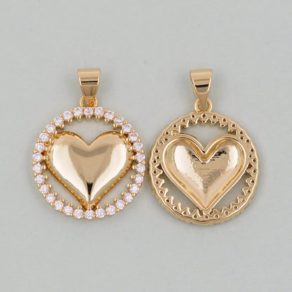 Gold Heart Charms,18K Gold Filled Heart Pendant,Heart Charm Bracelet Necklace for DIY Jewelry Making Supply