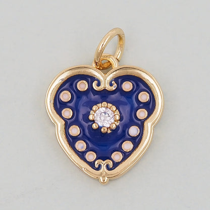 Gold Heart Charms,18K Gold Filled Heart Pendant,Heart Charm Bracelet Necklace for DIY Jewelry Making Supply