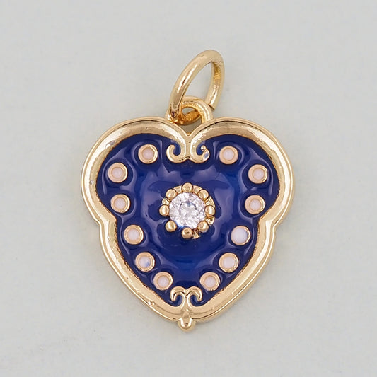 Gold Heart Charms,18K Gold Filled Heart Pendant,Heart Charm Bracelet Necklace for DIY Jewelry Making Supply