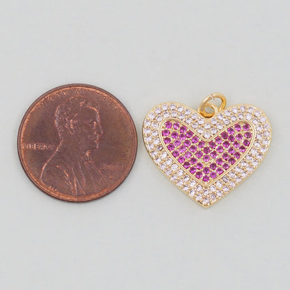 Gold Heart Charms,18K Gold Filled Heart Pendant,Heart Charm Bracelet Necklace for DIY Jewelry Making Supply