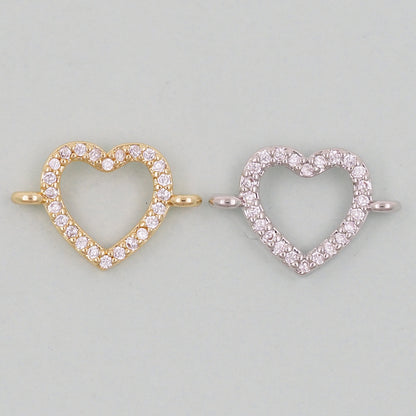 Gold Heart Connector Charms,18K Gold Filled Heart Pendant,Heart Charm Bracelet Necklace for DIY Jewelry Making Supply