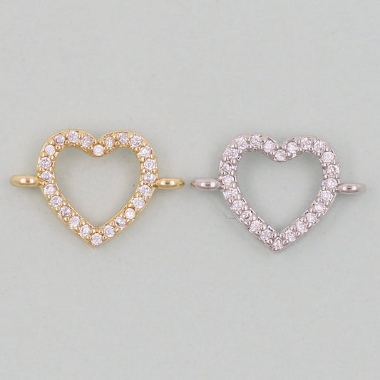 Gold Heart Connector Charms,18K Gold Filled Heart Pendant,Heart Charm Bracelet Necklace for DIY Jewelry Making Supply
