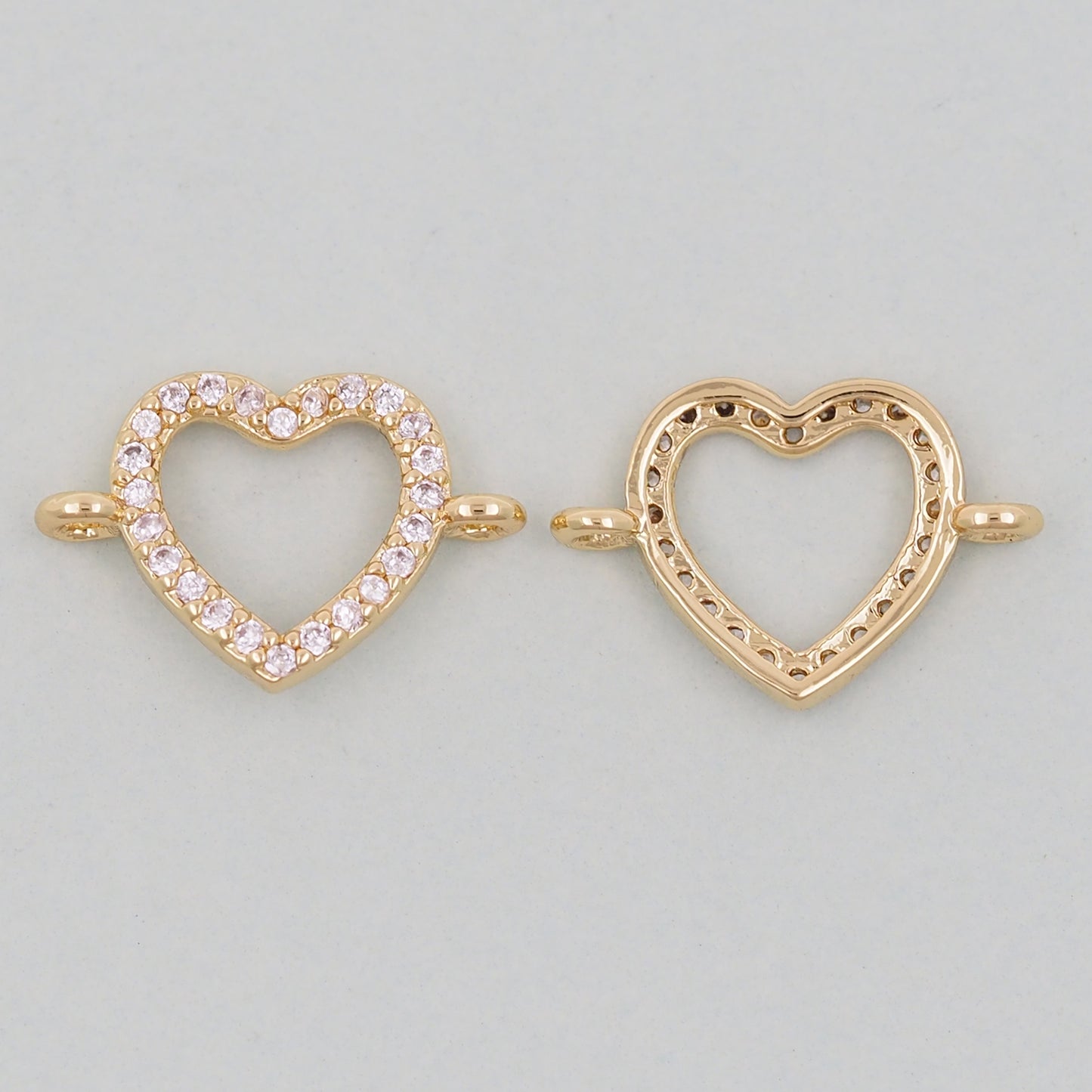 Gold Heart Connector Charms,18K Gold Filled Heart Pendant,Heart Charm Bracelet Necklace for DIY Jewelry Making Supply