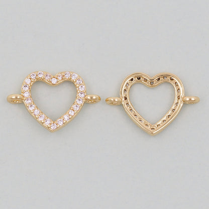 Gold Heart Connector Charms,18K Gold Filled Heart Pendant,Heart Charm Bracelet Necklace for DIY Jewelry Making Supply