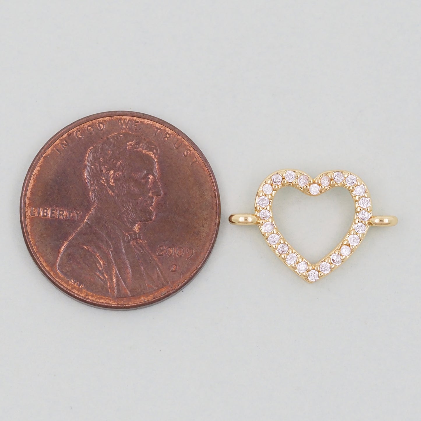 Gold Heart Connector Charms,18K Gold Filled Heart Pendant,Heart Charm Bracelet Necklace for DIY Jewelry Making Supply