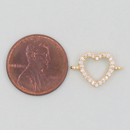 Gold Heart Connector Charms,18K Gold Filled Heart Pendant,Heart Charm Bracelet Necklace for DIY Jewelry Making Supply