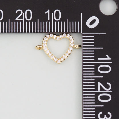 Gold Heart Connector Charms,18K Gold Filled Heart Pendant,Heart Charm Bracelet Necklace for DIY Jewelry Making Supply